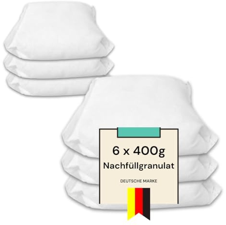 VANI Luftentfeuchter Nachfüllpack (6er Set, je 400g) - Luftentfeuchter Granulat - Schutz gegen Schimmel & Gerüche - Entfeuchter Nachfüllpack für Bad, Küche & Auto - (2E) -