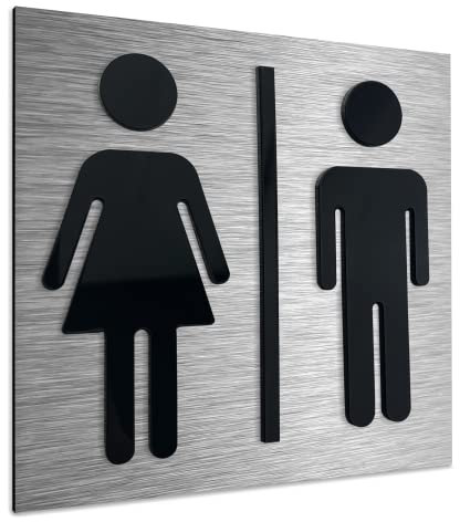 ALÚMADESIGNCO Toilette homme femme Pictogramme - Plaque Porte WC - Signaletique Toilettes - Picto Sanitaires Affiche (120 x 120 mm)