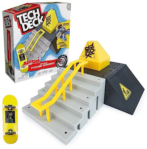 Tech Deck X-Connect Starter-Set - Pyramid Shredder Rampenset mit authentischem Finger-Skateboard der Marke Almost und Zubehör, Rampe beliebig umbaubar, ab 6 Jahren