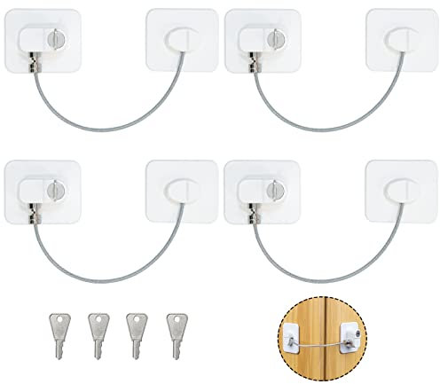4 Stück Kindersicherung für Fenster Kühlschrank Schrank Türen, Kindersicherung für Schrank und Schubladen, mit starkem Klebstoff, Kindersicherung für Kühlschränke, Waschmaschinen, Fenster