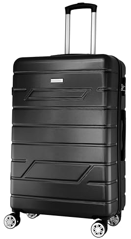 NOWI Reisekoffer Bergamo – XL Koffer 96L mit Hartschale, Zahlenschloss & 4 Rollen – Leichter Koffer Groß für 20 kg Gepäck, 360° drehbar, robust & ideal als Koffer für Flugzeug (schwarz, XL)