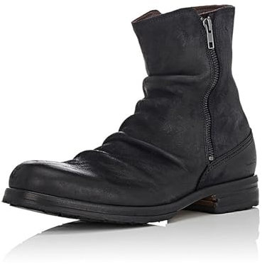 DHAEY Botas de Tobillo for Hombre Botas de Vaquero Cremallera Lateral Punta Redonda Tacón Grueso Botas de Montar Botas de Trabajo de Campo Tradicionales clásicas Retro (Color : Black, Size : 45 EU)
