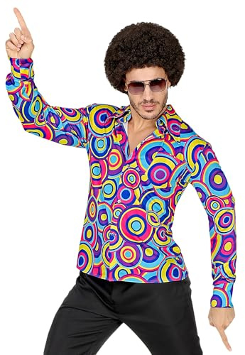 W WIDMANN Milano Mode Festive - Chemise années 70, Chemise pour Homme, Style Disco, Costumes de Carnaval