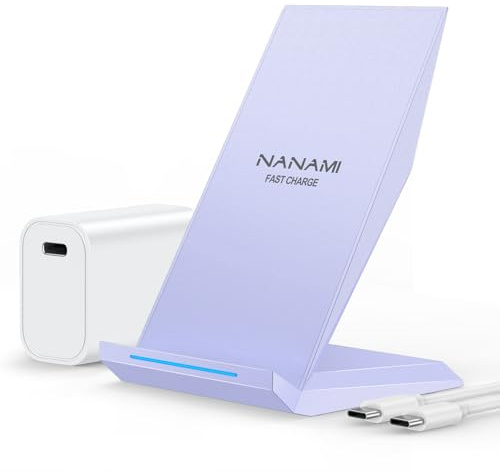Fast Wireless Charger,NANAMI kabelloses Ladegerät (mit USB C ladegerät 20W PD Adapter) für Apple iPhone 17 16 15 14 13 12 Pro Max Xr Xs,10W Induktive Ladestation für Samsung Galaxy S26 S25 S24 S23 S22