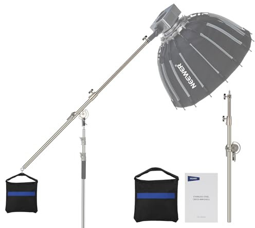 NEEWER Brazo Extensible Acero Inoxidable Resistente Capacidad Carga 8 kg para Trípodes C Soporte Luz, Brazo de Sujeción con Barra 98-168,5cm con Bolsa Arena para Flash, Softbox y Luz LED vídeo, DS021