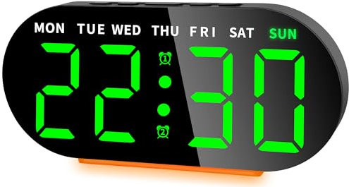 Ayybboo Digital Alarm Clocks Bedside,Digital Clock with 7,09 Large LED Display for Bedrooms,3 Level Brightness,Night Light,Snooze,USB Port,Backup Battery,Desk Clock for Kids Adults Elderly (Green)