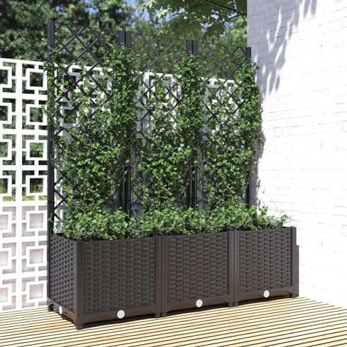 Festnight Pflanzkasten mit Rankgitter 120x40x136 cm Blumenkasten Rankhilfe Garten Hochbeet mit Rankgitter Spalier mit Pflanzkasten Pflanzkübel mit Spalier Rankkasten Terrasse Blumenkübel