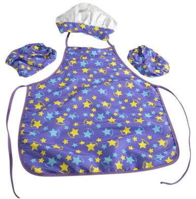 Toyvian 6pcs Boy Girl Chef Costumes Chef Hats Cooking Aprons Heart Design Protective Sleeves for Boys and Girls