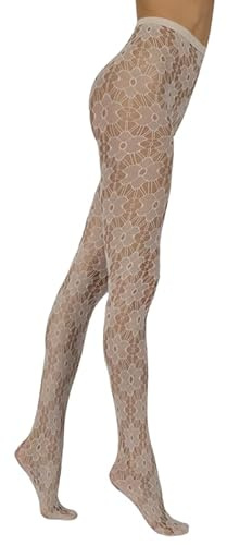 Sarah Borghi Rakel Collant Femme Fantaisie, Collant Résille à Motif Floral, Made in Italy