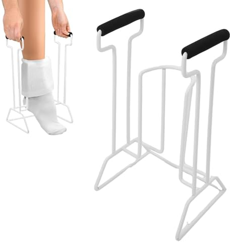 Aiuto per calze, calzettoni, aiuto per la calzetteria, aiuto per calze a compressione, calzetteria, calzetteria, supporto per calze in metallo per anziani, donne incinte, persone immobiliari