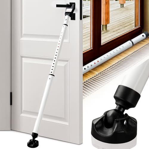 3 in 1 Door Security Bar-High-Strength Steel 1.3 Sliding Door Security Bar with Anti-Slip Rotating Base,2-Level Adjustable Up to 46 Door Lock Stick for Apartment, Hotel,Kids&Pet Safety