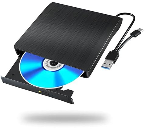Unidad Externa for Ordenador portátil, Reproductor de CD y DVD, grabadora, lectora, Compatible con Windows 11 Mac