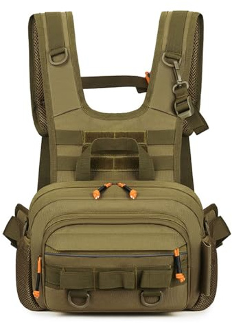 MiOYOOW Fishing Chest Pack, Waterproof Fly Fish Bag with Reflective Design for Men Women Outdoor Hunting Hiking