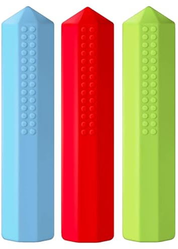 Chew Pencil Topper Lot de 3 bâtonnets à mâcher en silicone Jouet sensoriel à mâcher pour filles et enfants