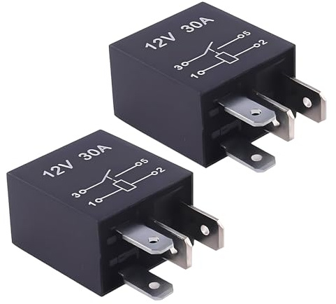 2PCS Relais Voiture 12v 4-pin 30 Ampères, Micro Relais Auto Universel pour Ventilation Voiture, Eclairage, Pompe Electrique, Klaxon, Ventilateur de Refroidissement et Accessoires Automobiles