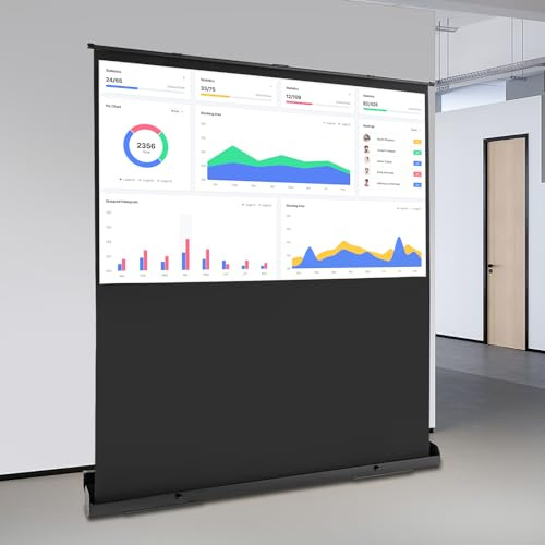 ZNLLQZN 80-tums duk projektor pull-up projektionsduk, bärbar rullgardin projektorskärm justerbar höjd, högkvalitativ vit glasfiberskärm, skärm vinning 1,2, utmärkt tittarupplevelse