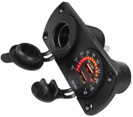 Kelisdi Caricabatterie USB 4.8A Uscita per veicoli marini con monitor in tempo reale Doppio caricatore USB