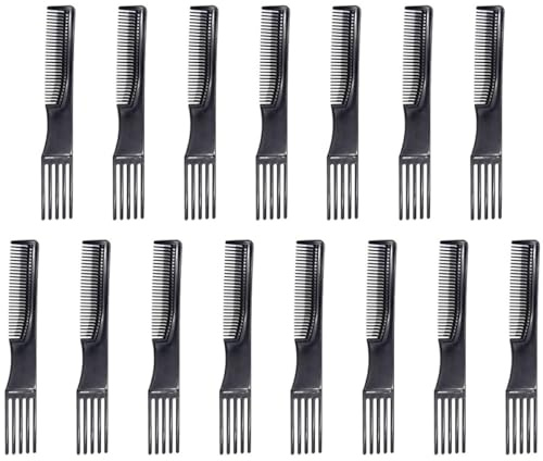 Ciieeo Peine de Doble Cara para Cortar el Pelo 15 Piezas Negro de Pp Compacto y Ligero Adecuado para Peluquería y Fiestas de Cumpleaños