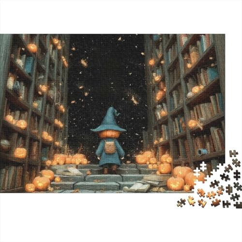 Biblioteca Mágica Mago Puzzle de 1000 Piezas Papel Puzzle para Adultos Escena de Luz Nocturna Puzzle para Toda la Familia Decoración Regalo 52x38cm/1000pcs