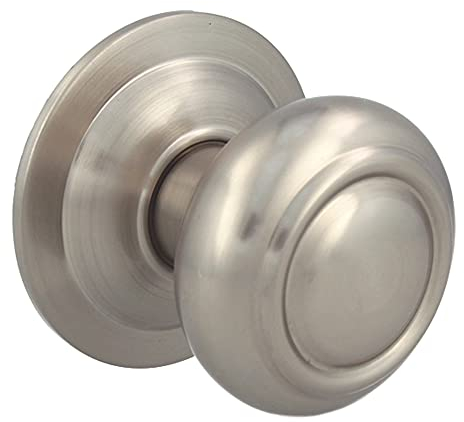 Amig - Bouton rond pour portes extérieures d’entrée - Poignée pour porte principale de la maison - Diamètre du bouton Ø70 mm - Laiton - Argenté - Comprend vis et écrou de fixation