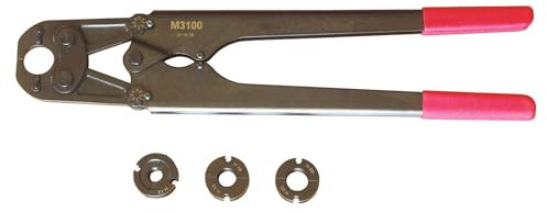 caso completo di pinza per crimpare manualmente raccordi e diametri PER multistrato 12 a 25 mm e profilo H