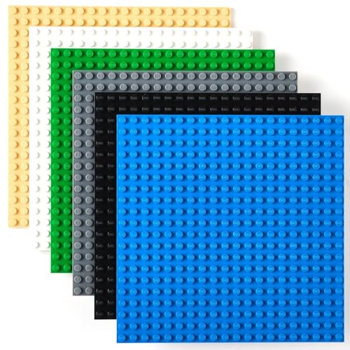 Strictly Briks - Classiche basi per Costruzioni - 100% compatibili con Tutte Le Principali Marche - per Costruire Torri, tavoli ECC - Nero, Blu, Grigio, Verde, Sabbia, Bianco - 15 x 15 cm