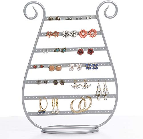 Mango Steam Harp Stud Earring Jewellery Organiser, Display Stand, Storage, Gift (Silver/Slim)