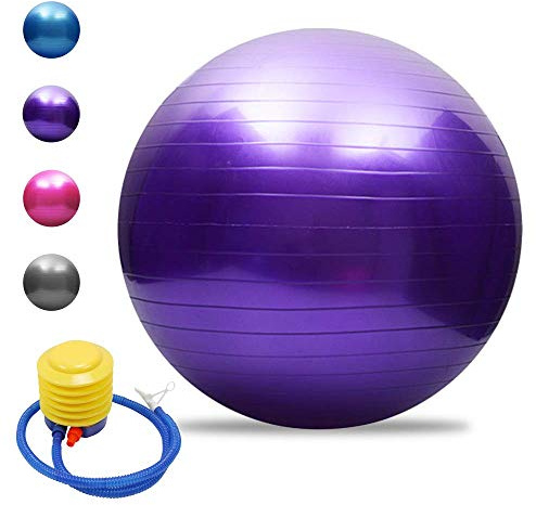 Tomshoo Anti-Burst Yoga Ball, Thickened Stability, Balance, Exercise Ball with Quick Action Pump, Exercise Ball for Pilates, Barre, Fitness, Yoga, Pregnancy and Work, 45 cm