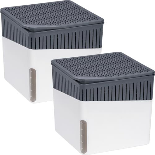 WENKO Raumentfeuchter Mod. Cube, 2er Set, je 1000 g Entfeuchter Granulat, für Räume bis 80 m³, beugt Schimmel und Gerüchen vor, ohne Strom, geräuschlos, nachfüllbar, Weiß