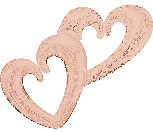 Globo inflable XXL * Corazones Rosa Oro * como decoración o regalo | Globo multicolor con 91 cm x 134 cm | Globo decorativo de gas rosa oro