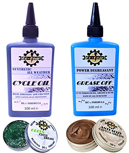 Go-Gear 4Piece Cycle Care Kit Lube Bundle With Oil, Grease & Degreaser For Bikes, Cycles, Chains, Gears