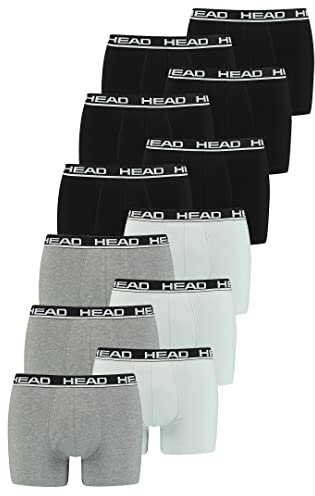 HEAD Herren Basic Boxer Pant Shorts Unterwäsche Unterhose 12 er Pack, Farbe:Black/Grey Combo, Bekleidungsgröße:M