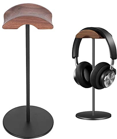Jichenfang Kopfhörer Ständer mit 6.5cm Breiter Kopfstütze aus Nussbaum,Headset Halterung Abnehmbare Headset Ständer mit Rutschfestem Schwerer Basis,Headphone Stand für Over Ear und Gaming