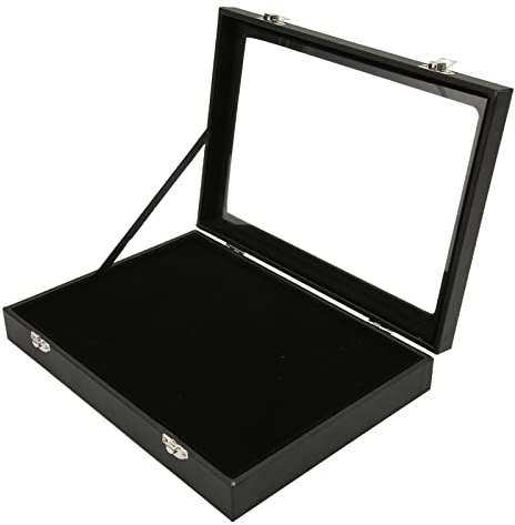 Cryfokt Vitrina de Pines, Exhibición de la Colección de Pines de Medallas con Tapa de Vidrio Transparente Marco de Caja de Sombra de Caja de Exhibición de Pin a Prueba de Polvo para Broche
