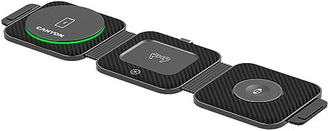 Canyon 3 en 1 Wireless Charger Base Cargador 18 W Estacion de Carga Rapida Compatible con iPhone, Watch, Airpods – Cargador Inalambrico Rapido 3 in 1 Viajes