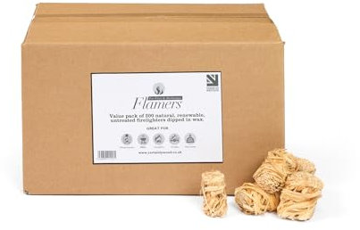 Flamers Paquete de 200 encendedores Naturales – Encendedores para Quemador de leña, Chimenea, Barbacoa, Horno de Pizza, Chimenea, Chimenea, Barbacoa, iniciador de Fuego, Encendedor para leña Seca al