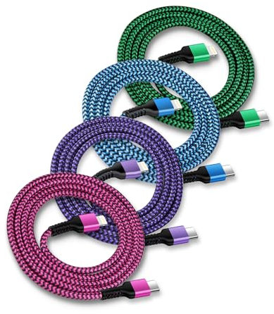 USB C to Lightning Cable 4Pack/6ft, Apple Certified Powerline C-Type Charger Cord Fast Charging Original Lighting Wire for iPhone 14 13 13 Pro 12 Pro Max 11 XR 8 Plus, AirPods, Power Delivery Speedy