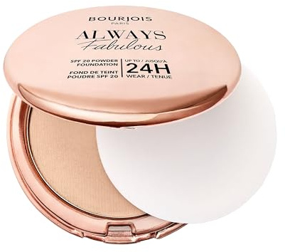 Bourjois Always Fabulous, 300 Rose Sand, Fondotinta compatto in polvere, Formula leggera, Lunga tenuta fino a 24 ore, SPF 20, Acido Ialuronico, Finish opaco effetto seconda pelle, 7 g