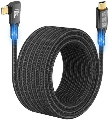 20Gbps USB C 3.2 Gen 2x2 Cable, 90Degree Type C 4K@60Hz UHD Video 5A/240W PD3.1 Fast Charge Compatible with Thunderbolt 3/4 for iPhone 15Pro MacBook Dell Monitor SSd etc (90Degree USBC 20G 240W 3M)