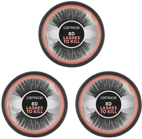 Catrice 8D Lashes To Kill, künstliche Wimpern, Nr. 020, Schwarz, langanhaltend, Falsche Wimpern-Effekt, vegan, ohne Mikroplastikpartikel, Nanopartikel frei, ohne Parfüm, 3er Pack (3x1g)
