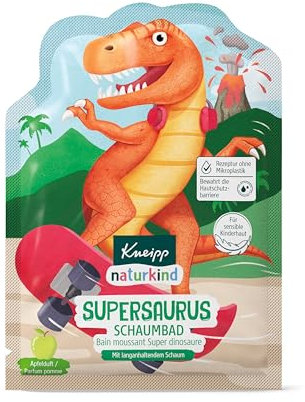 Kneipp naturkind Schaumbad Supersaurus - Färbt das Wasser grün und duftet nach Apfel - Mit viel Liebe speziell für Kinder entwickelt - 40ml