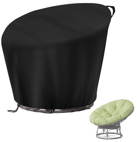 Velfree Papasansessel Abdeckung,Loungesessel Abdeckplane Wasserdicht UV-beständige Winddicht Rattansessel Abdeckung für Schaukelstuhl Wohnzimmer und Outdoor Drehsessel Staubschutzhülle - 119x89/46cm