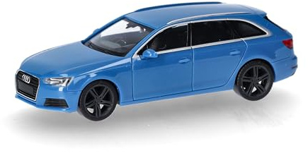 Herpa Modellino d'auto Audi A4 Avant, blu turbo, miniatura in scala 1:87, pezzo da collezione, Made in Germany, modello in plastica