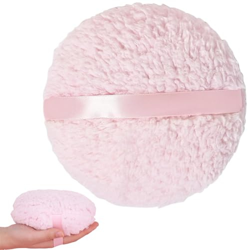 Chaofatchoy Large Puff for Body Powder - 6in x 3in Soft Washable Body Powder Puff, Pink Puff for Women, Ideal for Smooth and Even Application
