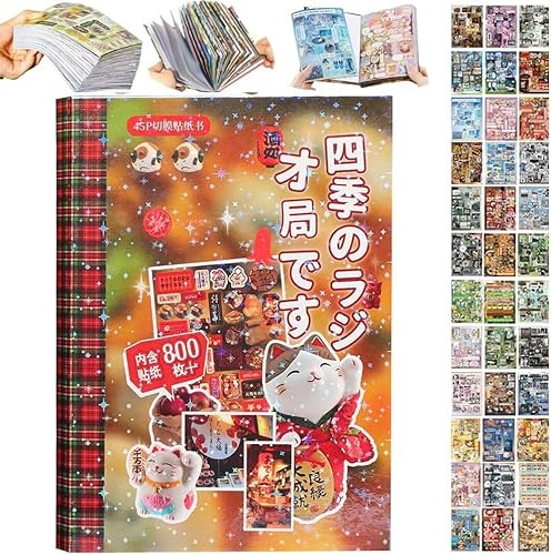 Livre d'autocollants de style manga japonais, 45 feuilles de souvenirs romantiques de la série de bandes dessinées, autocollants de décoration – Plus de 800 motifs en 1 livre pour bricolage