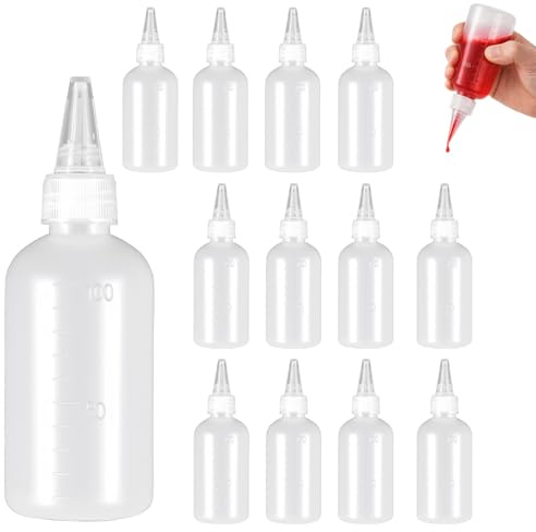 Valyrane 12 Stück 100ml Quetschflaschen Kunststoff, Squeeze Flasche als Dosierflasche & Spritzflasche, Liquid Flaschen Kunststoffflasche für Saucenflasche Ketchup Flasche Spenderflasche