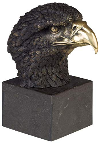 Scultura aquila busto decorativa in bronzo stile antico statua figura 28cm