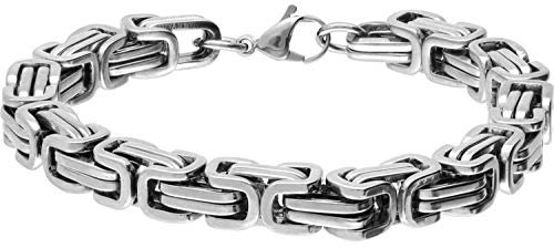 FILANGO Edelstahl Königsarmband silberfarben Karabinerverschluss Mode Schmuck Armband Silberfarben 5 mm