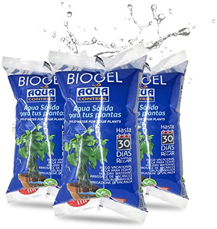 Aqua Control Biogel C21403, Agua Sólida para tus Plantas, Ideal para Riego en Vacaciones, Hasta 30 Días sin Regar - 400 ml (Pack de 3)