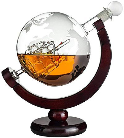 Whisky Karaffe Globus | Whiskey Geschenke für Männer | Weihnachtsgeschenke für Männer | Globus Dekanter | Glaskaraffe für Rum Vodka Bourbon | Männergeschenke für Opa Onkel Vater | Geburtstagsgeschenk